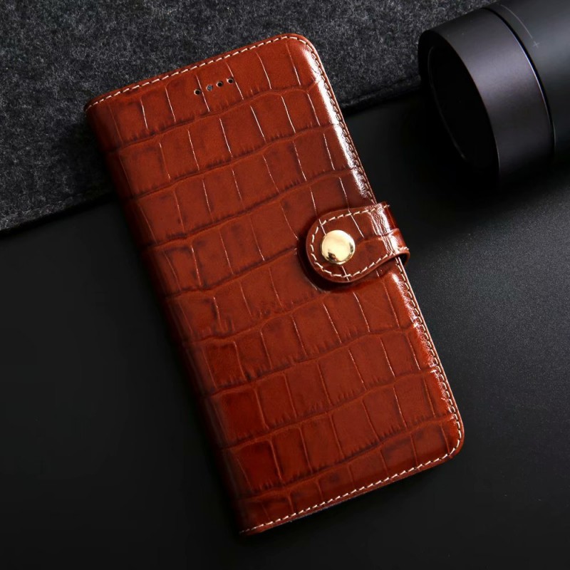 Crocodile Pattern Genuine Leather Protective Folio Case